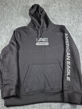 American Eagle Hoodie Mens Size L  Black  Sleeve Pullover Y2K Skater Streetware
